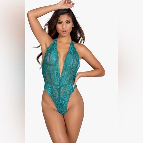 NIP Seven til midnight emerald green lace kiss of envy lace teddy Sz OS - Picture 1 of 10